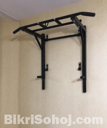 Wall mounted chin up and push up bar stand